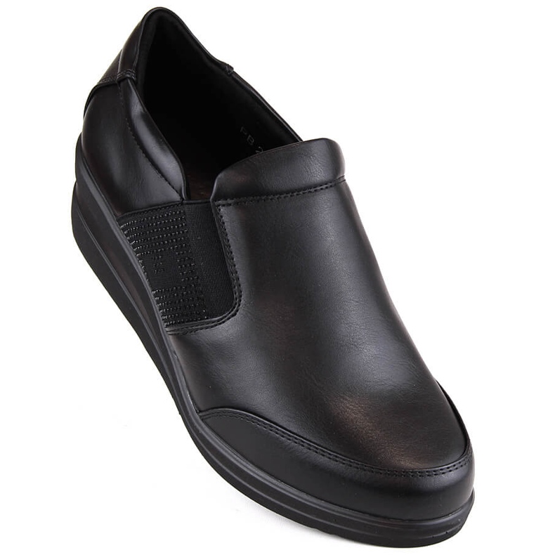 Pantofi cu pană de damă cu zirconiu, negru Sergio Leone PB225 1