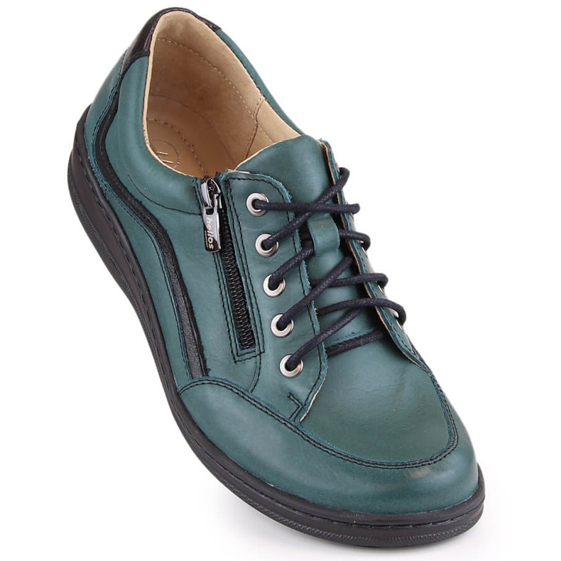 Pantofi confortabili de dama din piele, Helios 411 verzi verde 2 Pantofi confortabili de dama din piele, Helios 411 verzi verde 2