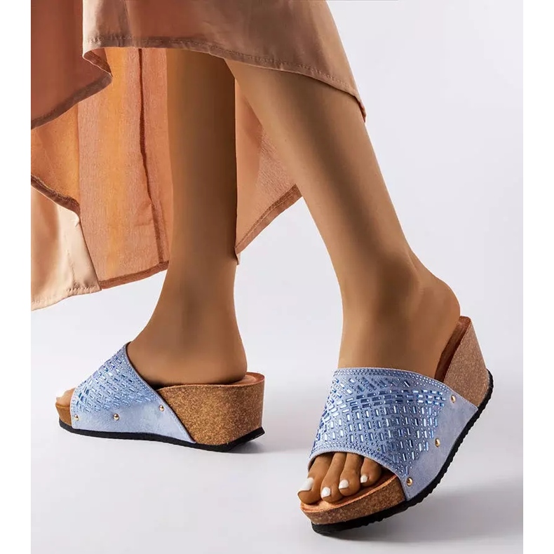 Inna Sandale tip pană cu strasuri albastre Guymon albastru 2