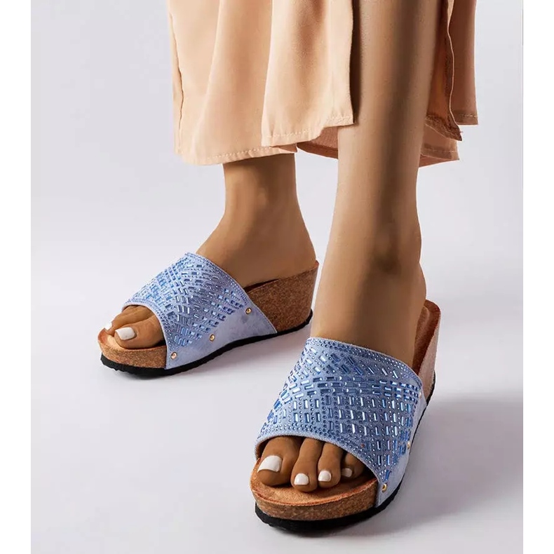 Inna Sandale tip pană cu strasuri albastre Guymon albastru 1