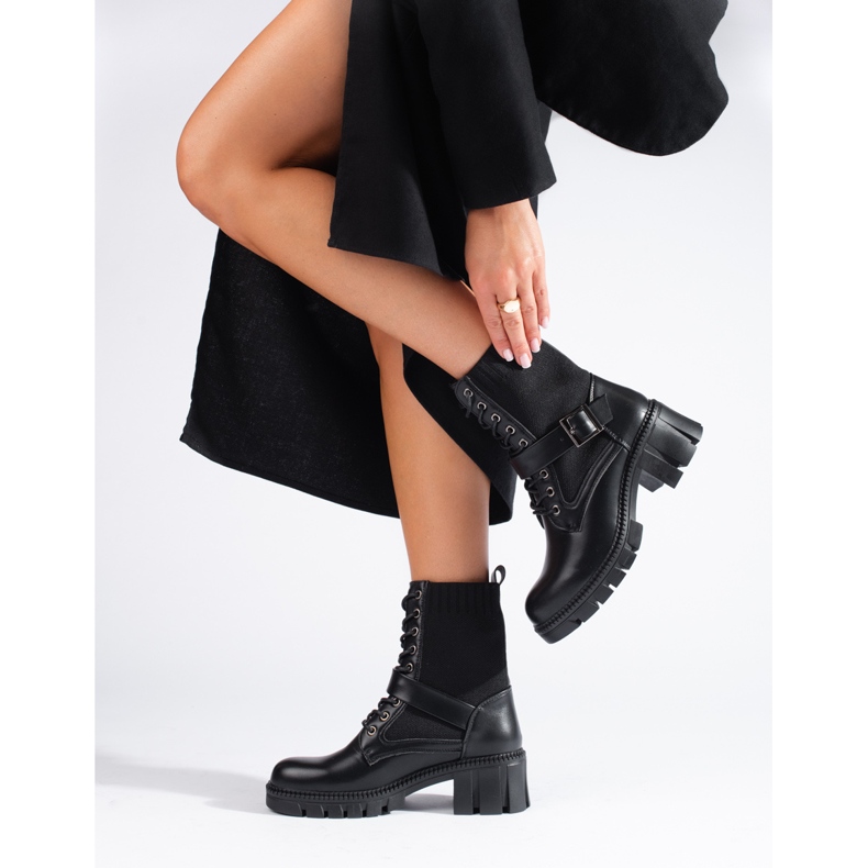 Genți de damă Shelovet cu șireturi, cu partea superioară flexibilă negru 1