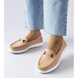 Mocasini roz cu inserție din piele de la Vinceza 1