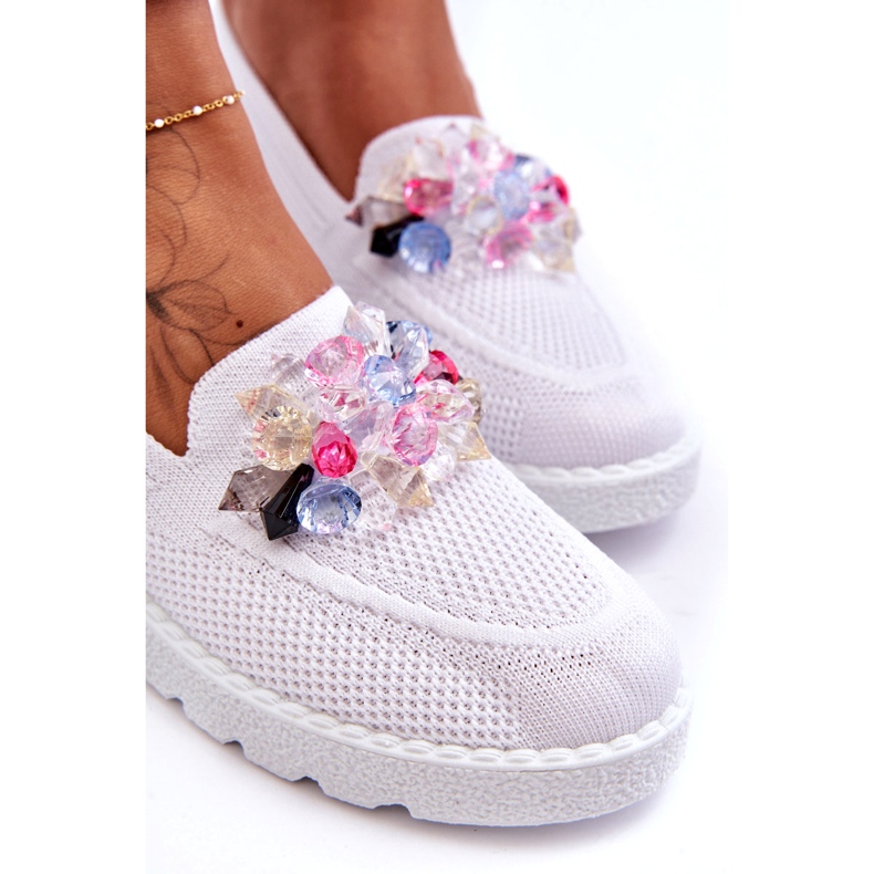 PM1 Pantofi slip-on pentru damă, cu ornamente, alb Taylor 3