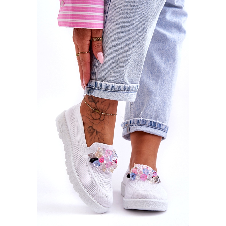 PM1 Pantofi slip-on pentru damă, cu ornamente, alb Taylor 4