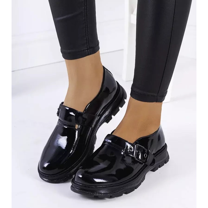 BM Pantofi lacuiti negri cu catarama Ancel negru 1