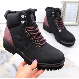 Cizme negre de damă cu șireturi Big Star MM274318 negru 1 Cizme negre de damă cu șireturi Big Star MM274318 negru 1