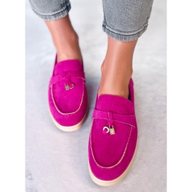 Mocasini din piele intoarsa de la Ottavia Fuchsia roz 1