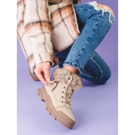 Cizme de dama bej cu blana Shelovet 2