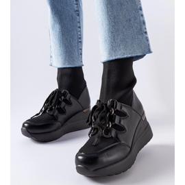 Cizme negre Rochon cu pană negru 1