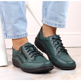 Pantofi confortabili de dama din piele, Helios 411 verzi verde 1 Pantofi confortabili de dama din piele, Helios 411 verzi verde 1