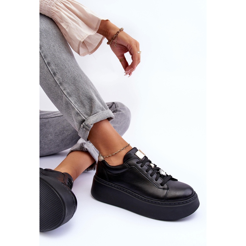 Pantofi sport din piele pe platformă Maciejka 06191-01 Negru 1