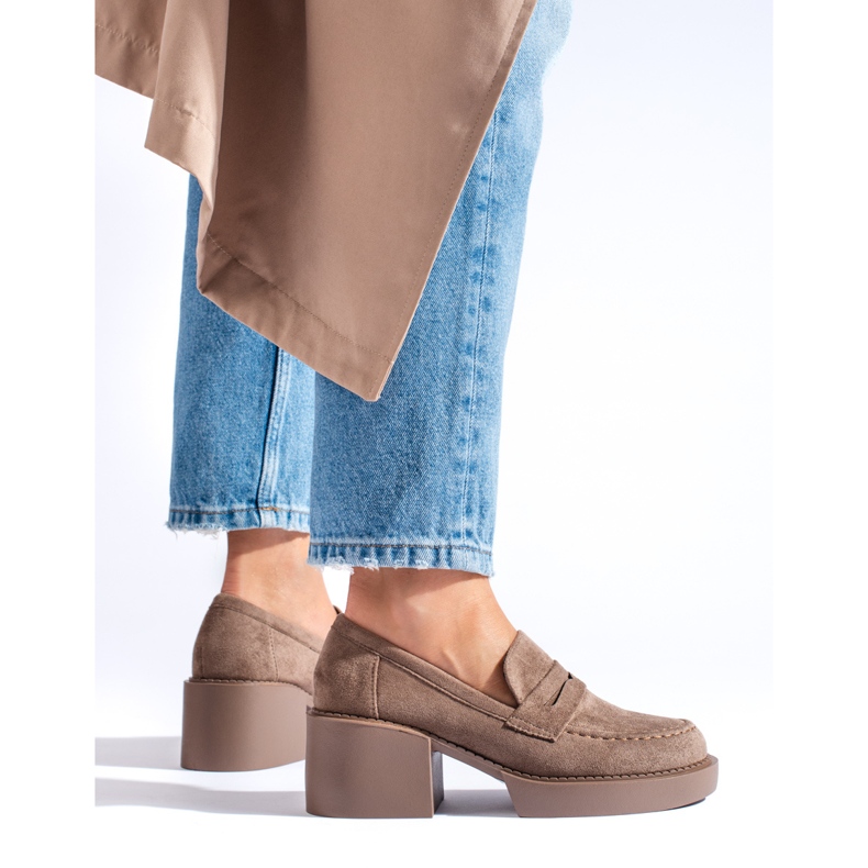 Pantofi de dama din piele intoarsa bej Shelovet 2 Pantofi de dama din piele intoarsa bej Shelovet 2