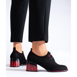 Pantofi cu toc înalt Shelovet din piele intoarsa neagra negru 1