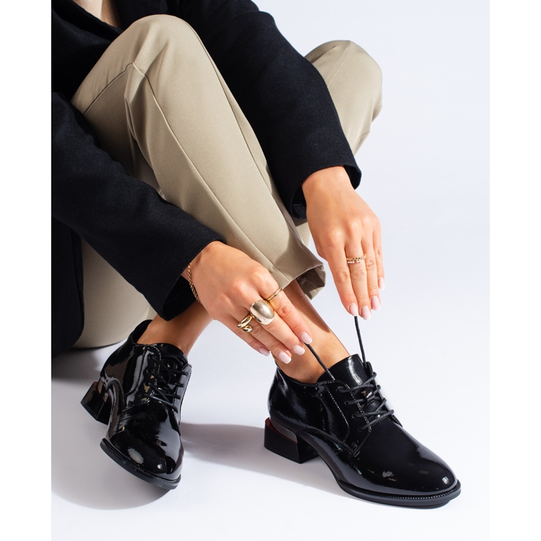 Pantofi cu toc înalt cu șireturi Vinceza negru 1