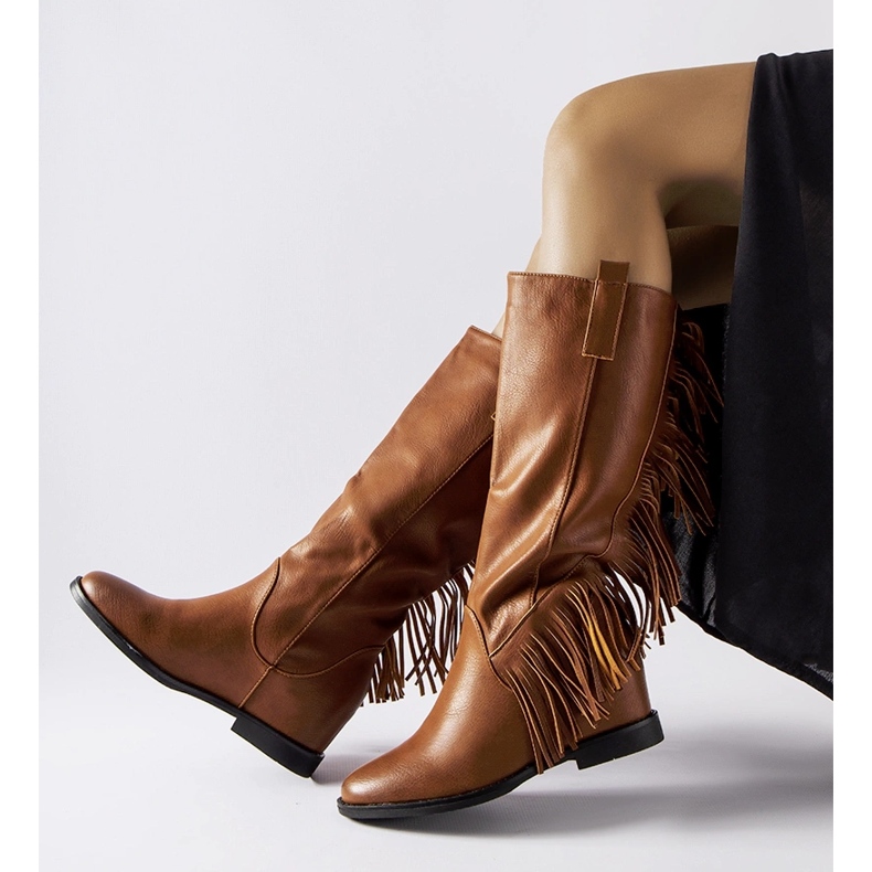 Cizme cu pană acoperite maro Giorgia 1 Cizme cu pană acoperite maro Giorgia 1