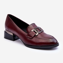Vinceza Mocasini Brogues din Piele Pe Tocuri Burgundy Sakina roșu 1
