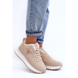 Pantofi sport izolați din piele pe platformă, Beige Adite bej 1