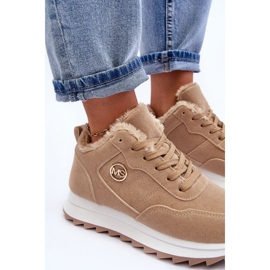 Pantofi sport izolați din piele pe platformă, Adite bej închis 1