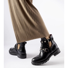 Botine negre cu decupaj și perle Asker negru 2