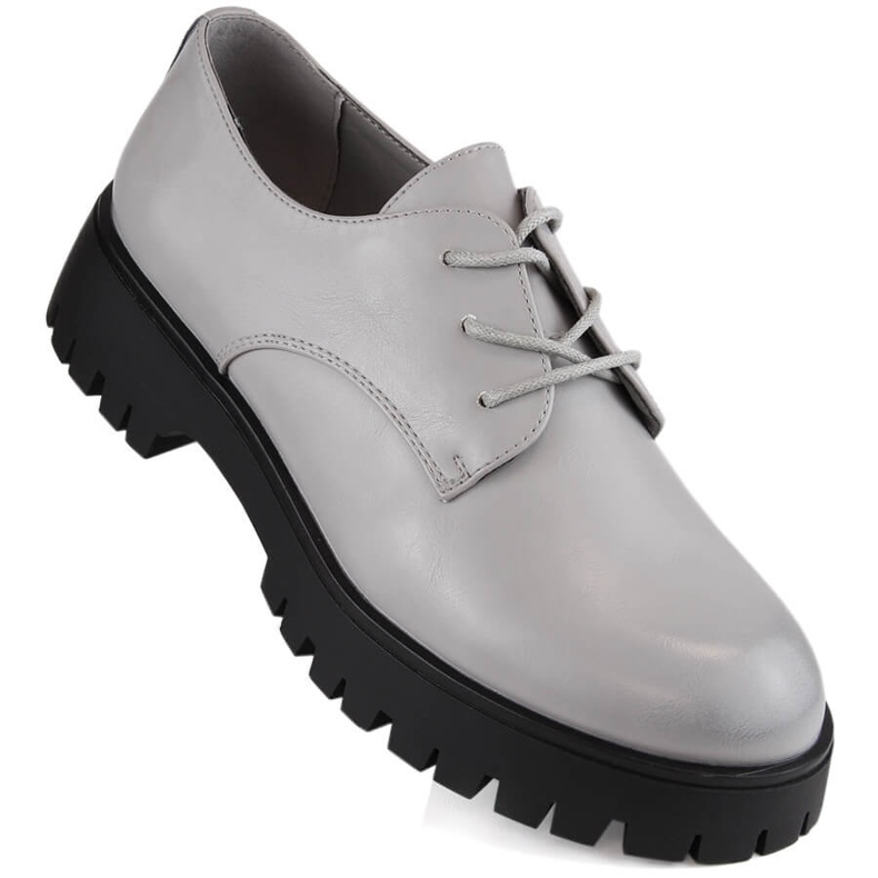 Pantofi oxford gri de damă Sergio Leone PB201 1