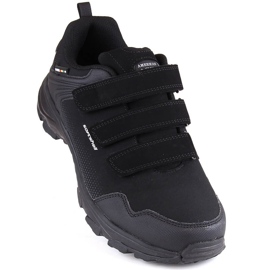 American Club Pantofi sport de trekking pentru tineret cu Velcro, softshell, club american negru 1
