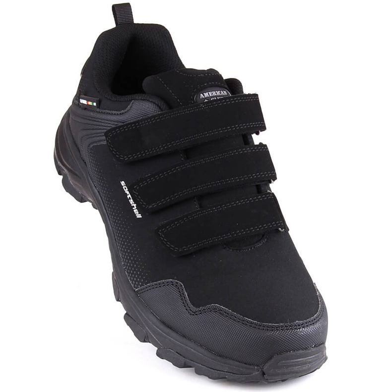 American Club Pantofi sport de trekking pentru tineret cu Velcro, softshell, club american negru 1