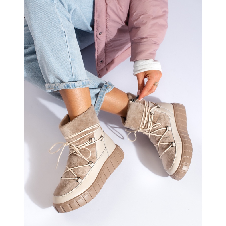 Cizme de zapada dama piele bej de la Vinceza 1