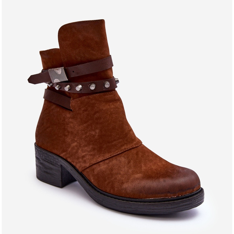 Botine izolate cu toc înalt Camel Effie maro 1