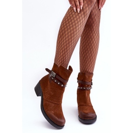 Botine izolate cu toc înalt Camel Effie maro 4