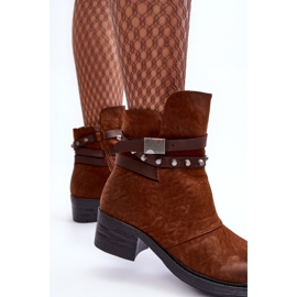 Botine izolate cu toc înalt Camel Effie maro 7