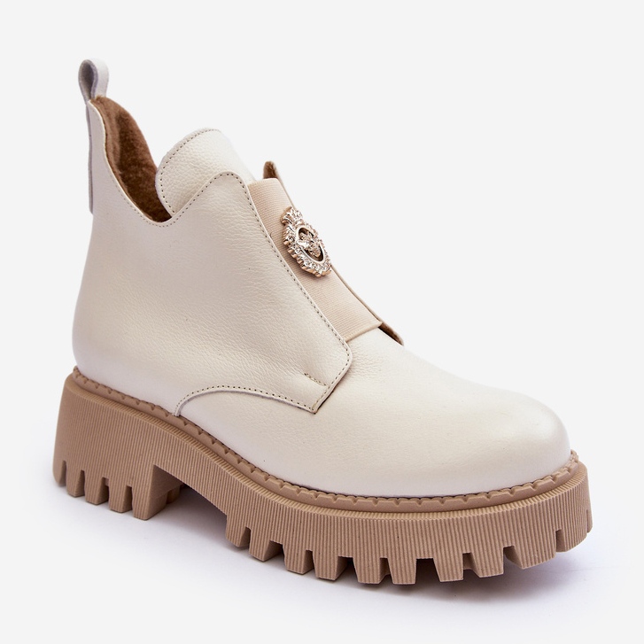 Botine Dama Piele Cu Decorat, Bej Deschis Lemar Lusanna 1 Botine Dama Piele Cu Decorat, Bej Deschis Lemar Lusanna 1