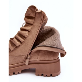 Botine de muncitor izolate din piele intoarsa cu toc plat, nacela bej 1 Botine de muncitor izolate din piele intoarsa cu toc plat, nacela bej 1