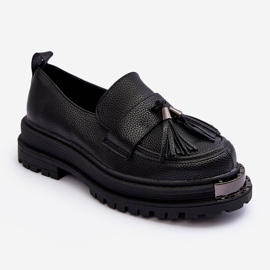 PS1 Mocasini din piele cu platforma si toc plat, Black Jorne negru 1 PS1 Mocasini din piele cu platforma si toc plat, Black Jorne negru 1