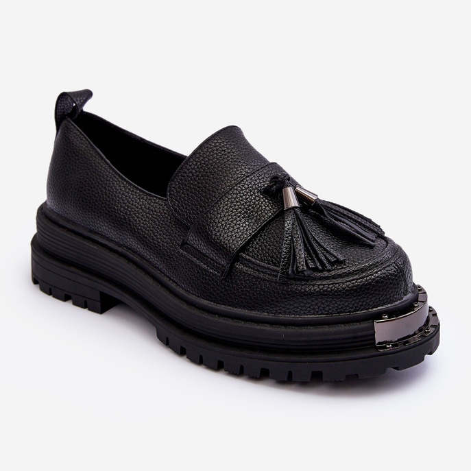 PS1 Mocasini din piele cu platforma si toc plat, Black Jorne negru 1 PS1 Mocasini din piele cu platforma si toc plat, Black Jorne negru 1