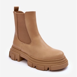 Cizme chelsea din piele Solita bej pe toc plat și platformă 2 Cizme chelsea din piele Solita bej pe toc plat și platformă 2