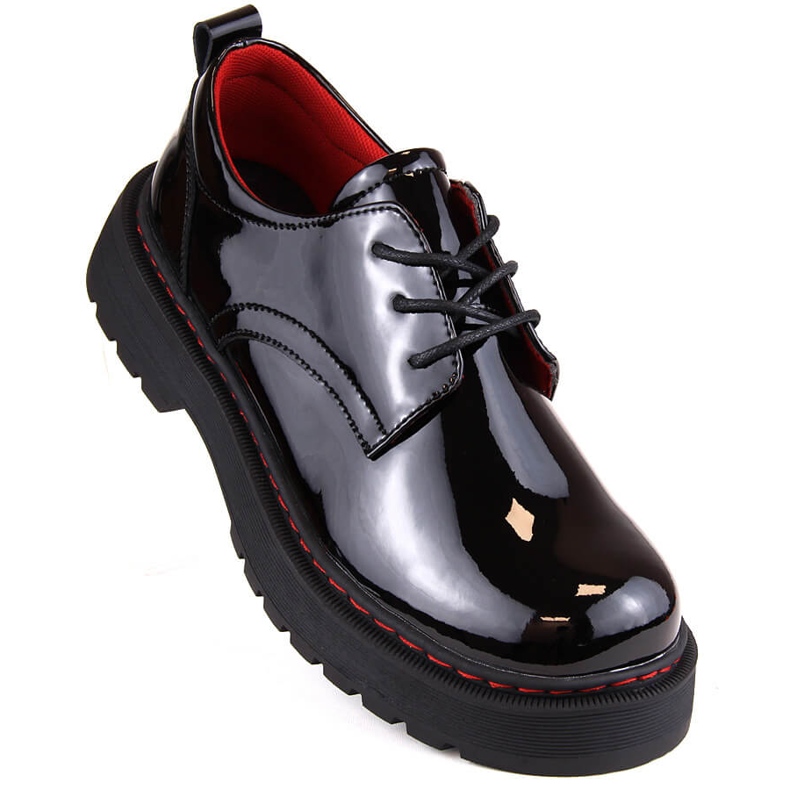 Pantofi oxford dama din piele lacuta neagra Filippo DP4736 negru 1