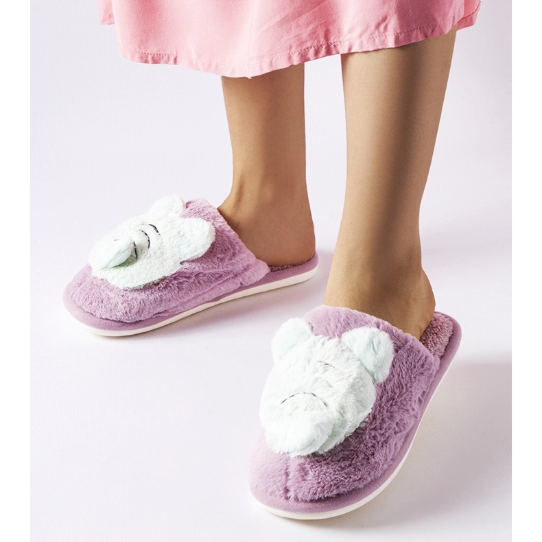 Papuci moale Bee moale și verzi violet 1