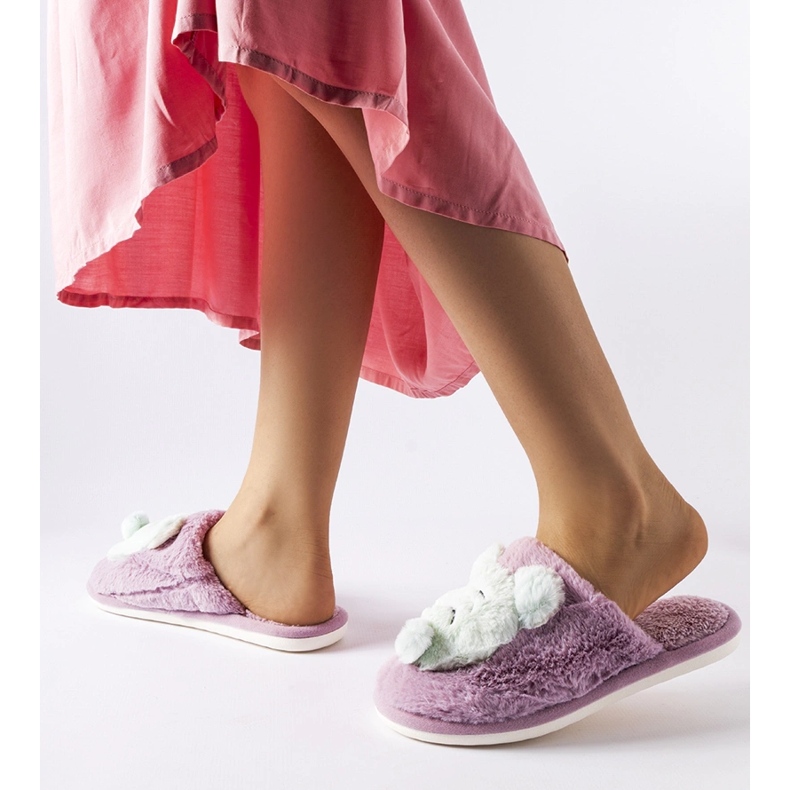 Papuci moale Bee moale și verzi violet 2