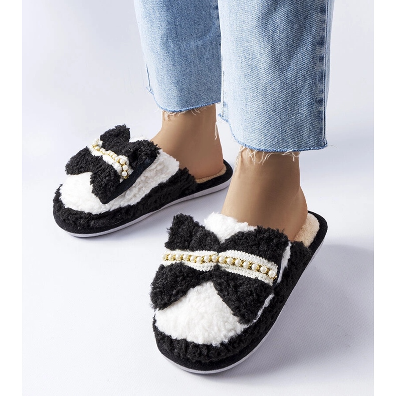 Papuci alb-negru cu fundita 1