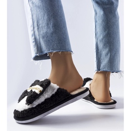 Papuci alb-negru cu fundita 2