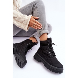 Botine izolate Trappers pentru damă, pe platformă și toc plat, Big Star MM274338 Negru 1