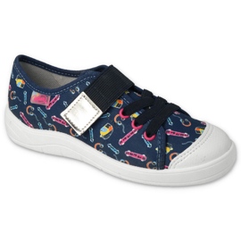 Papuci copii Befado cu Velcro 351Y004 bleumarin albastru 2