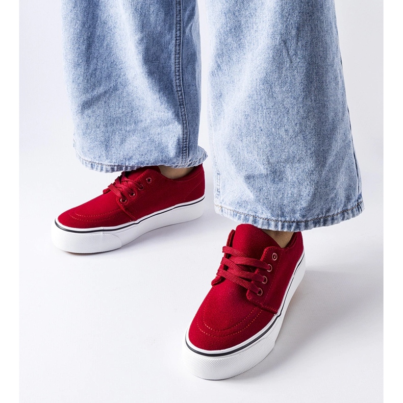 Tenisi roșii Abboud din piele de căprioară ecologică roșu 1