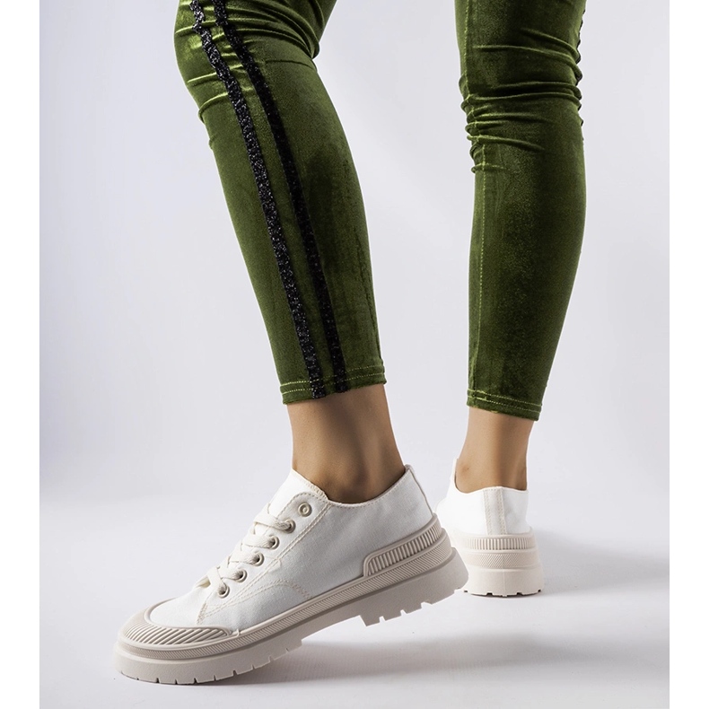 Adidași din material alb de la Nassar 1