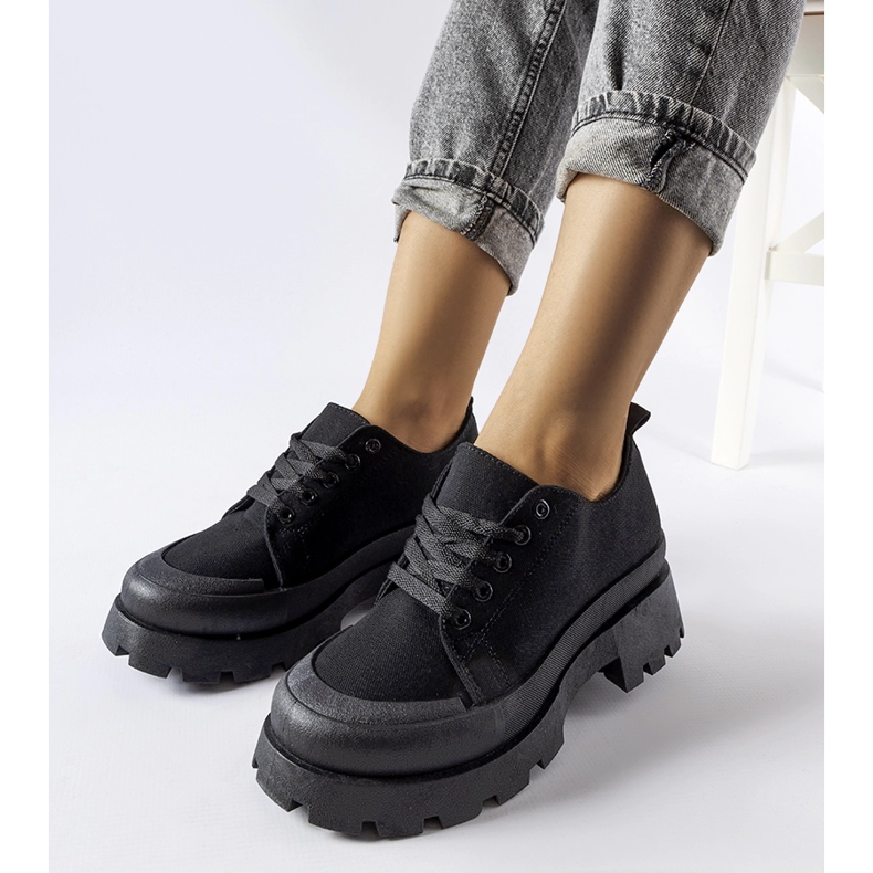 Pantofi negri cu talpă Pointe masivă negru 1