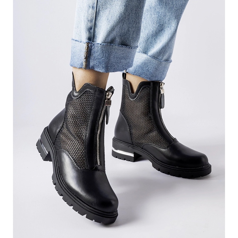 Botine negre ajurate Cavour negru 1