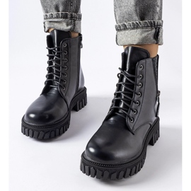 Botine negre cu siret cu strasuri Latsch negru 1
