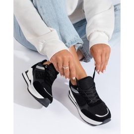 Tenisi de damă negri cu inserție Shelovet albă negru 1