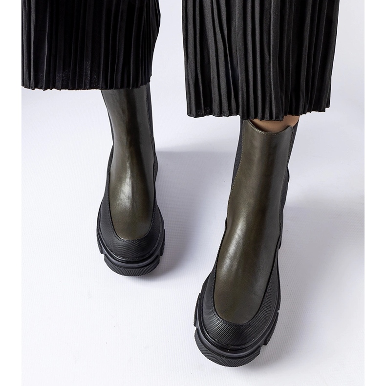 Botine cu slip-on verzi și negre de la Faisal verde 1