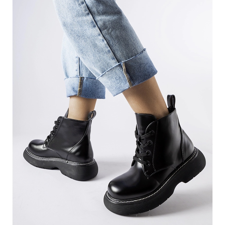 Inna Cizme negre de muncitor pe o platformă groasă Sacco negru 1